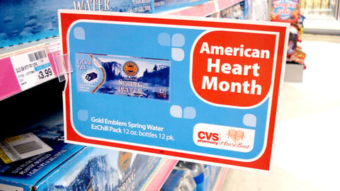 CVS Heart Month Spring Water Shelf Sign