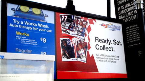 Mobil NASCAR Collectible Card Pump Sign