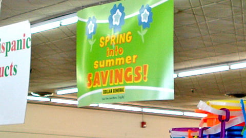 Dollar General 'Spring Into Summer' Ceiling Sign