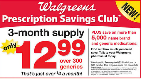 Walgreens Prescription Savings Club Feature