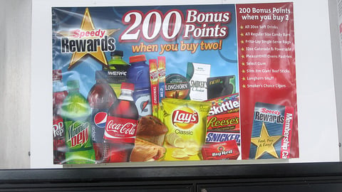 Speedway 'Speedy Rewards Bonus Points' Pump Sign