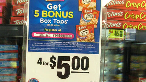 Totino's Kroger 'Box Tops' Shelf Sign
