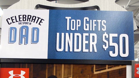 Sports Authority Father's Day Shelf Sign