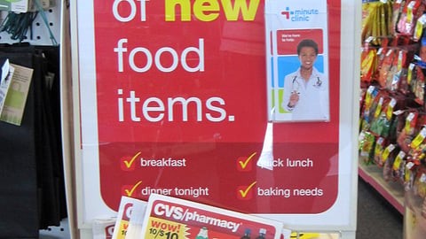 CVS 'New Food Items' Stanchion Sign