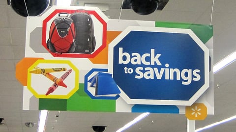 Walmart 'Back To Savings' Ceiling Banner