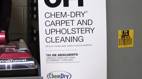 Home Depot Chem-Dry Shelf Sign