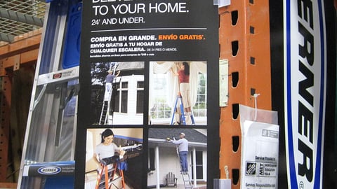 Werner Home Depot 'Free Shipping' Shelf Sign