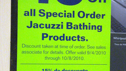 Lowe's Jacuzzi Incentive Cling