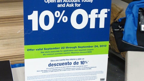 Lowe's 'Business Account' Counter Card