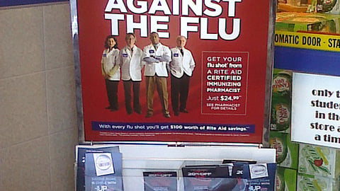 Rite Aid 'Flu Shots' Stanchion Sign