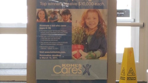 Kohl's Cares 'Scholarship Program' Sign