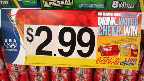 Coca-Cola Olympics Game Shelf Sign