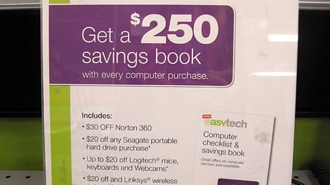 Staples Computer Savings Book Counter Card