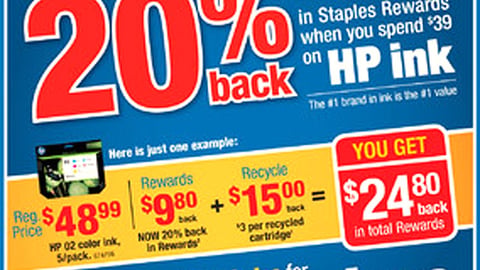 Staples Rewards HP Incentive Feature