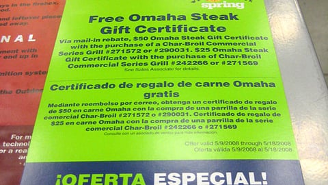 Lowe's Char-Broil Grill Incentive Sign