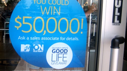 Old Navy 'Good Life Giveaway' Window Cling