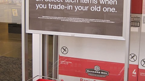 Office Depot 'Trade In, Trade Up' Stanchion Sign