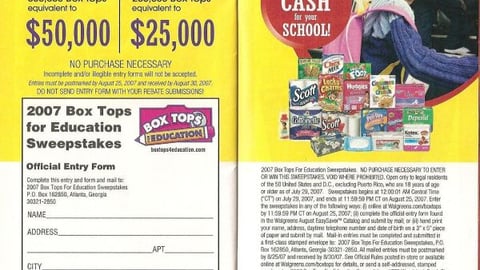 Walgreens Box Tops Sweeps Ad