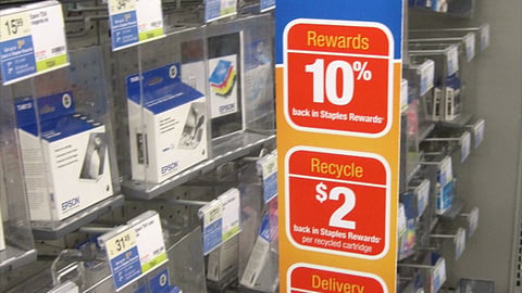 Staples 'Ink & Toner Savings' Aisle Violator
