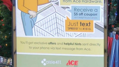 Ace Text Message Coupons In-Store Signage