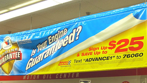 Valvoline 'Engine Guarantee' Advance Auto Parts Ceiling Sign