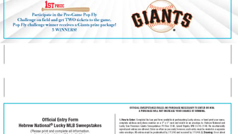 Hebrew National Lucky MLB Sweeps Entry Form