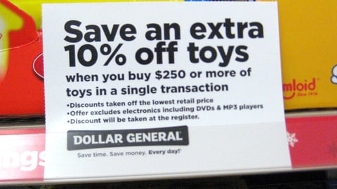 Dollar General Toy Savings Shelf Talker