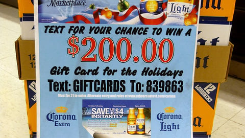Corona Fry's Holiday Sweeps Sign