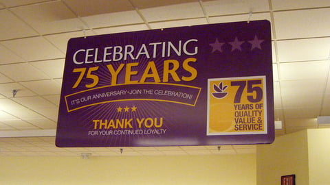 Giant-Landover 'Celebrating 75 Years' Ceiling Sign