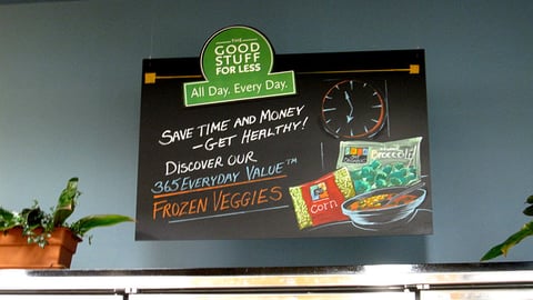 Whole Foods 365 'Frozen Veggies' Ceiling Sign