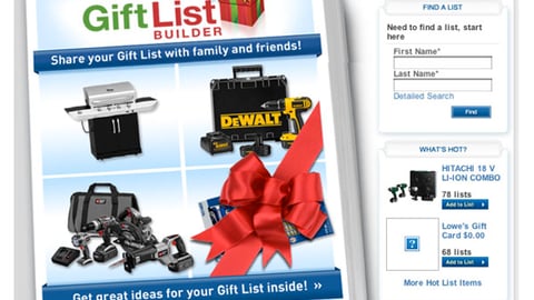 Lowe's 'Gift List Builder' Landing Page