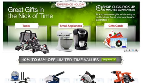 Lowe's 'Experience Holiday' Home Page
