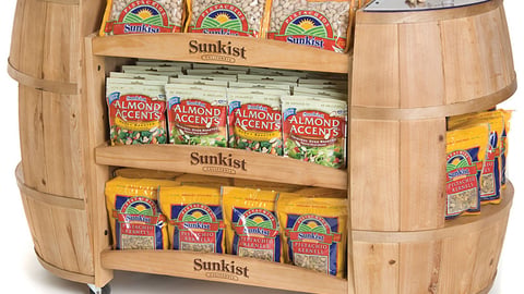 Paramount Farms Barrel of Nuts Display