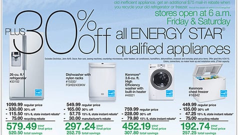 Sears "Energy Star" Appliance Feature