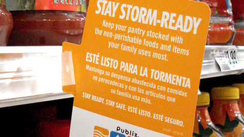 Publix 'Storm Basics' Shelf Talker