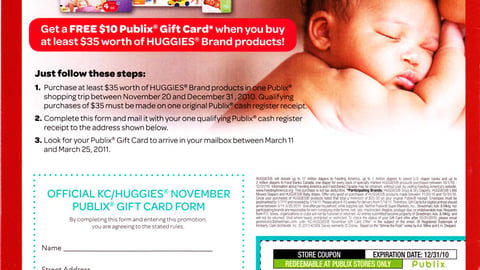 Publix Huggies Incentive Feature