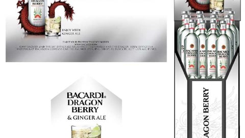 Bacardi Dragon Berry Rum Floorstand and Case Cards
