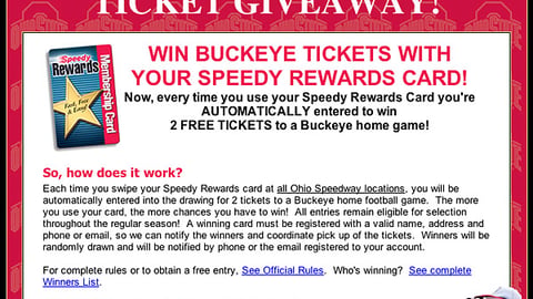 Speedway 'Ticket Giveaway' Microsite