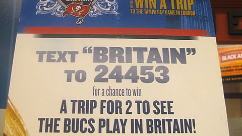 Miller Lite 'Bucs in Britain' Sweeps Sign