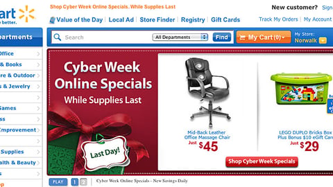Walmart 'Cyber Week' Home Page Leaderboard