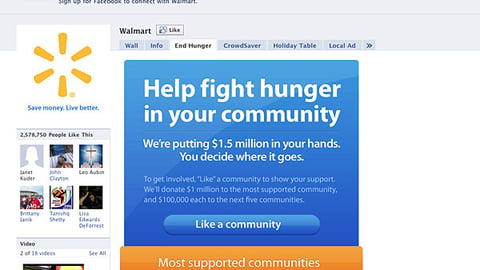 Walmart 'Help Fight Hunger' Facebook Page