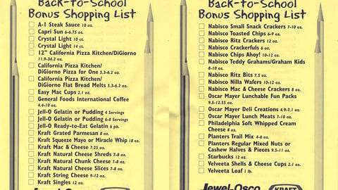 Kraft Jewel-Osco 'Back-to-School Bonus' Shopping List