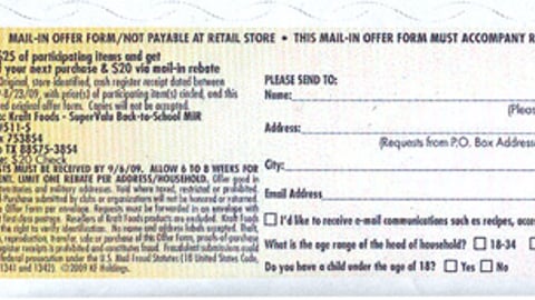 Jewel-Osco Kraft 'Free Groceries' Rebate Form