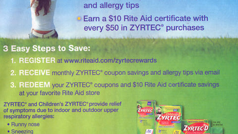 Rite Aid 'Zyrtec Rewards' Feature