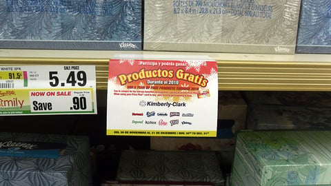 Kimberly-Clark ShopRite 'Productos Gratis' Shelf Tag