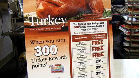 Giant-Carlisle 'Free Turkey' Counter Card