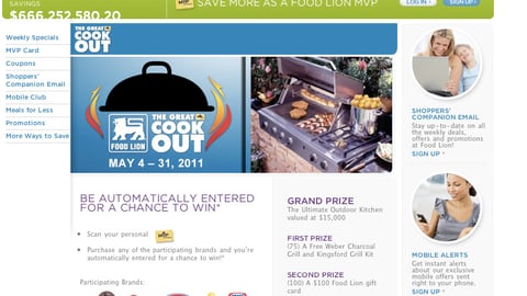 Food Lion 'Great MVP Cookout' Landing Page