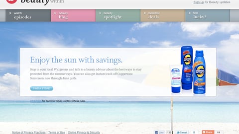 Coppertone Walgreens 'Discover Beauty Within' Web Page