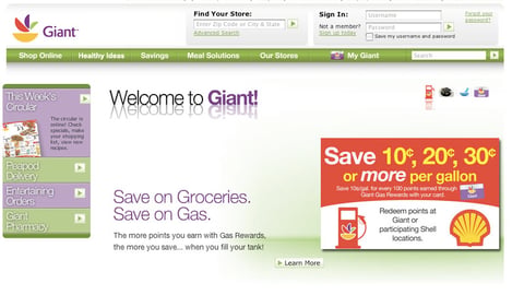 Giant-Landover 'Gas Rewards' Home Page