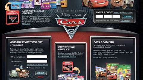 Kimberly-Clark 'Cars 2' Microsite
